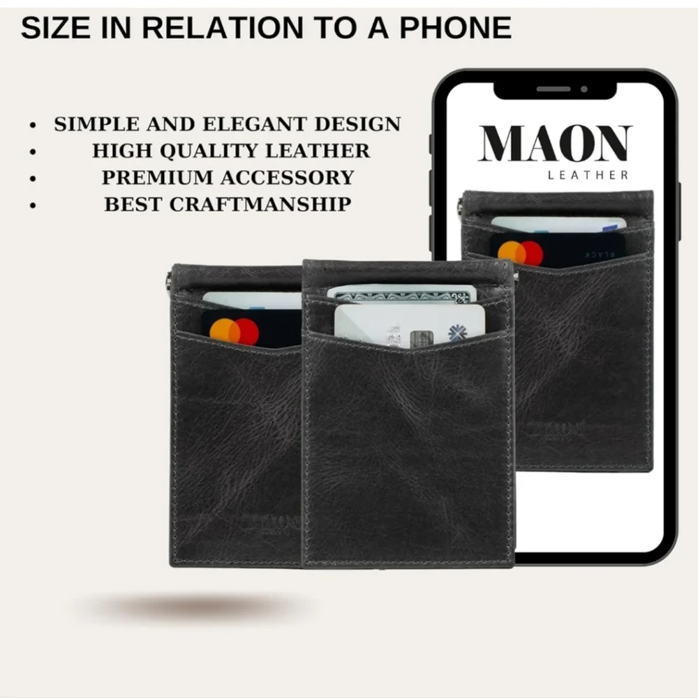 LEATHER Modern Gray Men's Slim Wallet